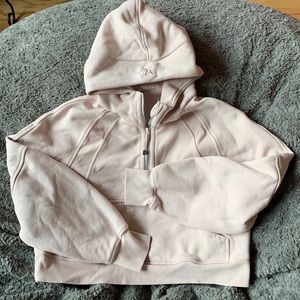 Light Pink Crop Scuba Half Zip